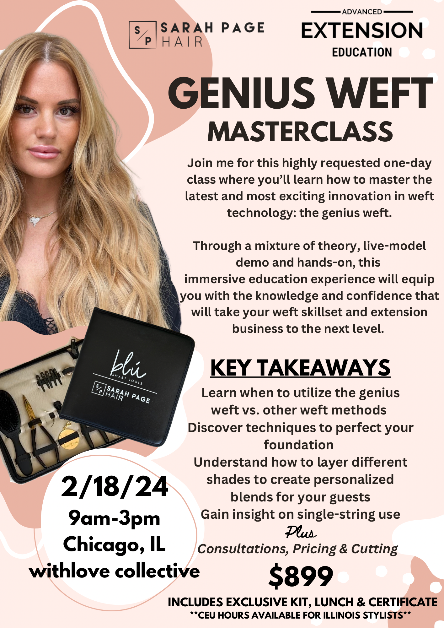 02-18-2024 - CHICAGO, IL Advanced + Genius Weft Certification Class wi –  Sarah Page Hair